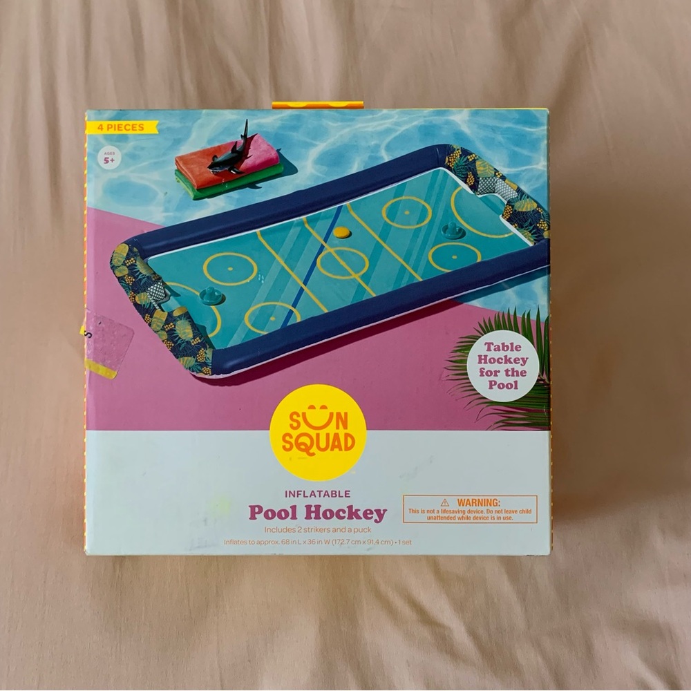Sun Squad Inflatable Pool Hockey Set - Blue and Yellow